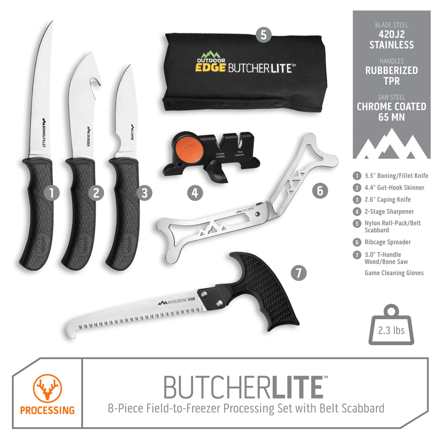 Outdoor Edge Butcher-Lite Knife Set 8-Piece
