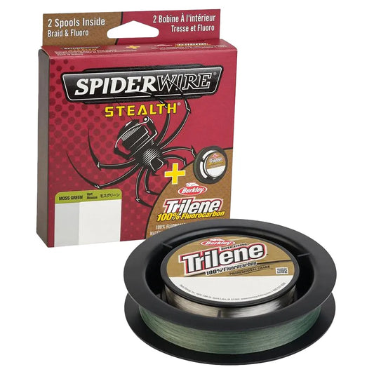 Spiderwire Stealth Moss Green 8lb 125yd w/ Trilene Fluorocarbon Leader 8lb 25yd