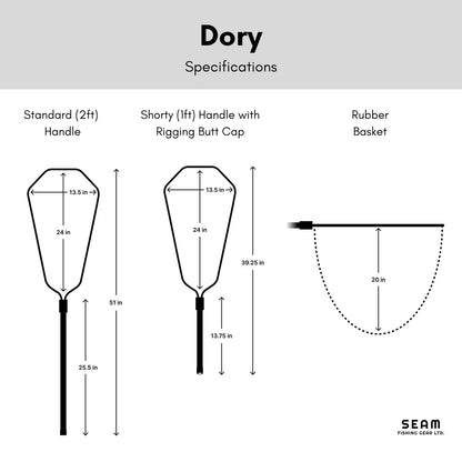 Seam Fishing Dory Landing Net Blue Charm with 2' Handle