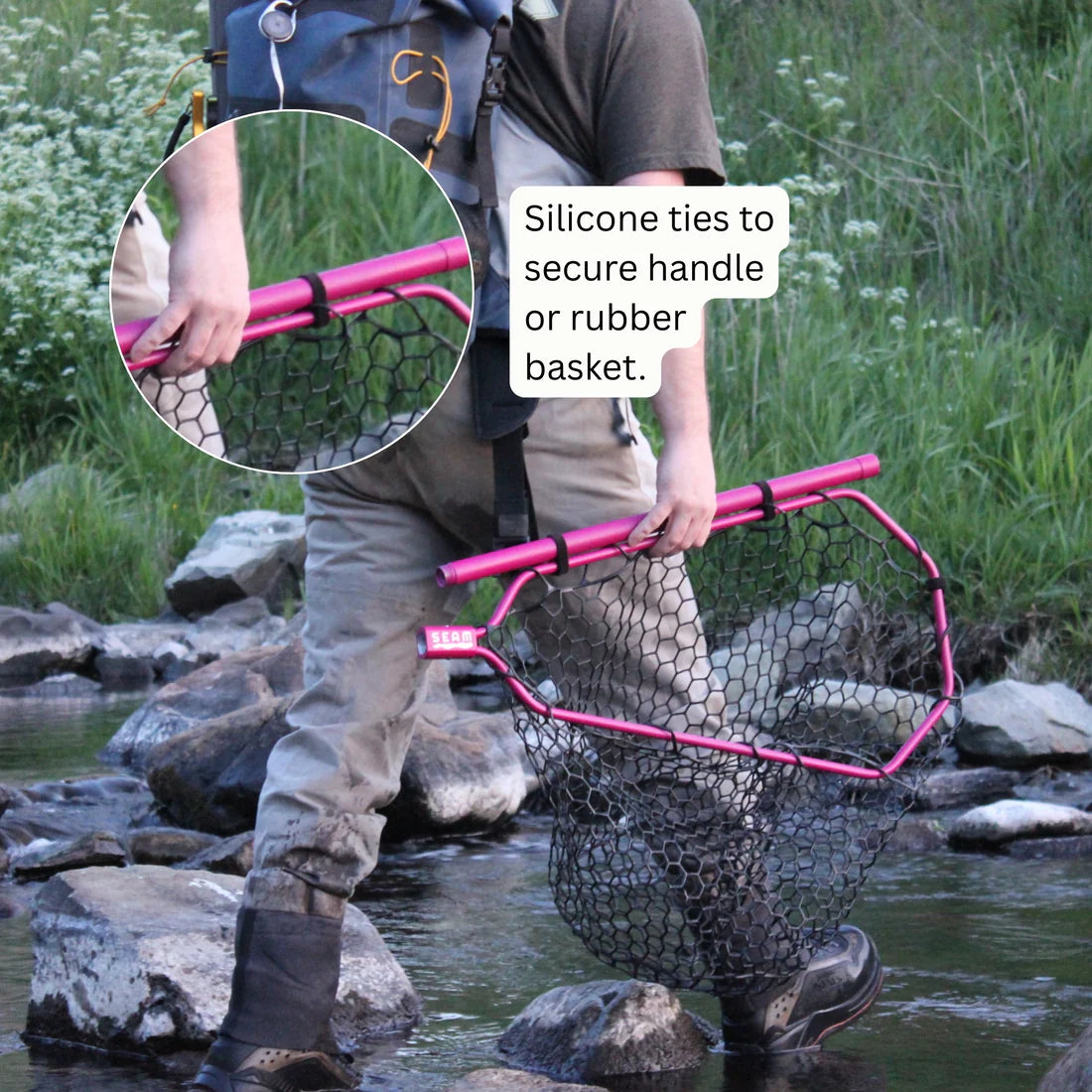 Seam Fishing Dory Landing Net Blue Charm with 2' Handle