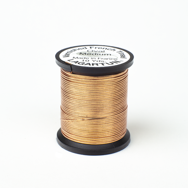 Lagartun French Varnished Oval Tinsel X-Strong Medium Copper 10yd