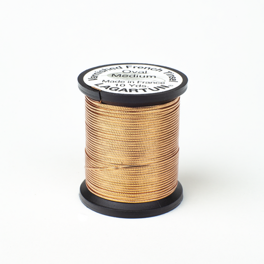 Lagartun French Varnished Oval Tinsel X-Strong Medium Copper 10yd