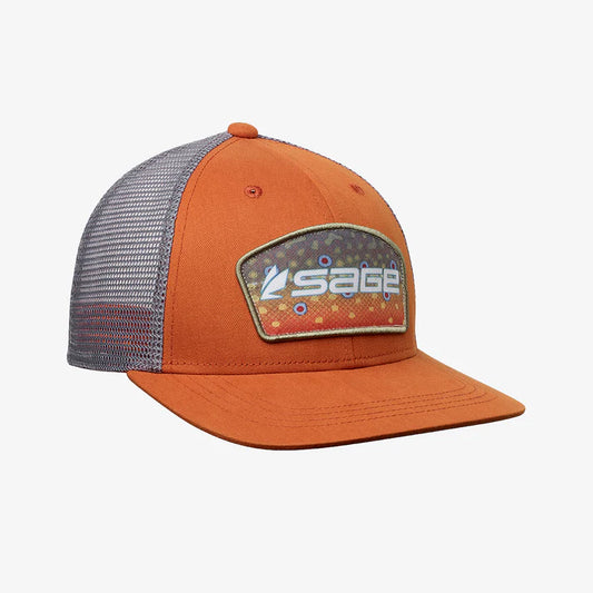 Sage Patch Trucker Hat Orange - Brook Trout