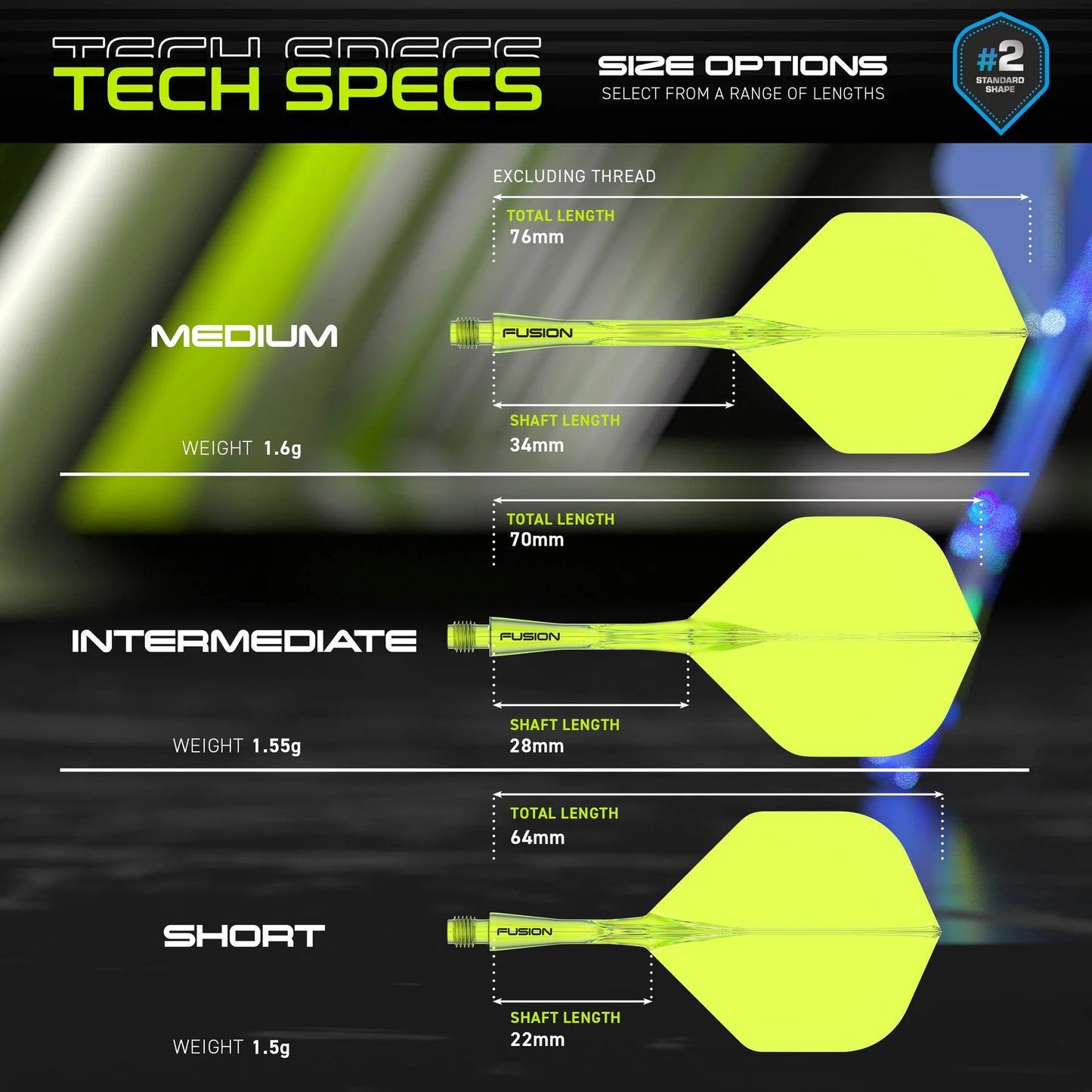 Winmau Fusion #2 Dart Flight and Shaft Neon Yellow Short