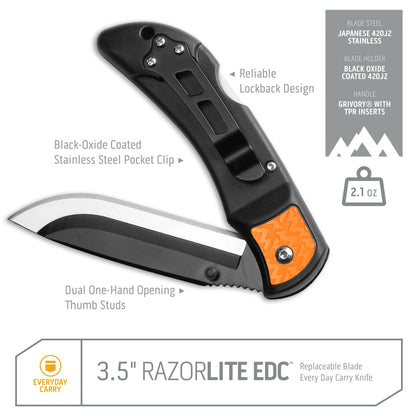 Outdoor Edge RazorEDC Lite 3.5" Knife Orange