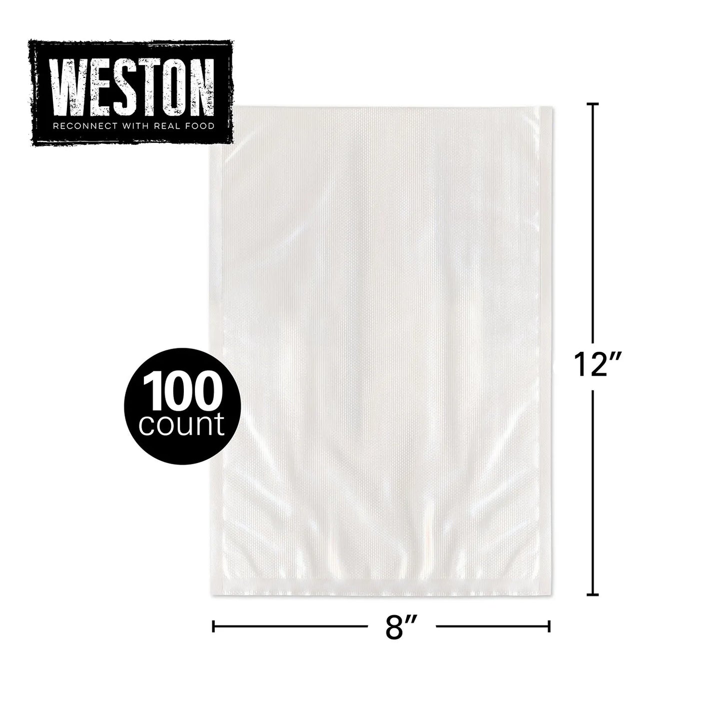 Weston 30-0101-W Vacuum Sealer Bags 8"x12' 100ct
