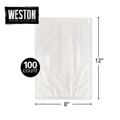 Weston 30-0101-W Vacuum Sealer Bags 8"x12' 100ct