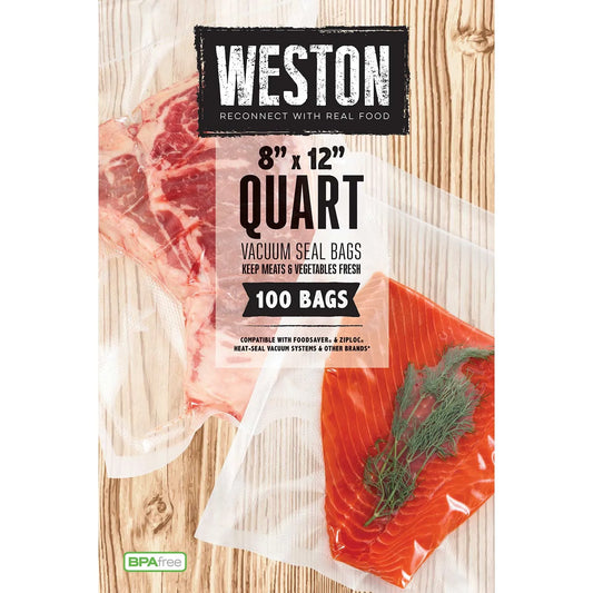Weston 30-0101-W Vacuum Sealer Bags 8"x12' 100ct