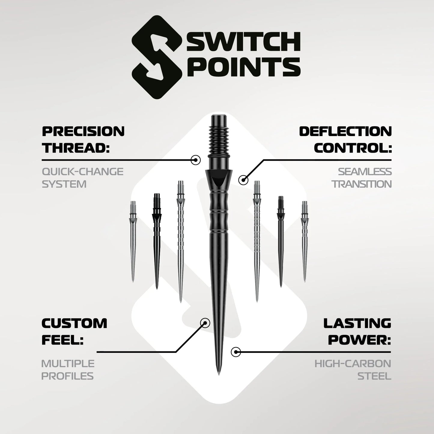 Winmau Switch Points Smooth Silver