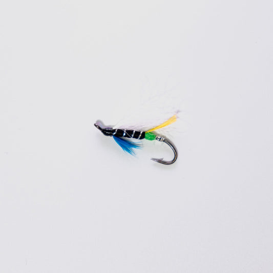 Wet Fly Blue Charm White Wing Green Butt #6