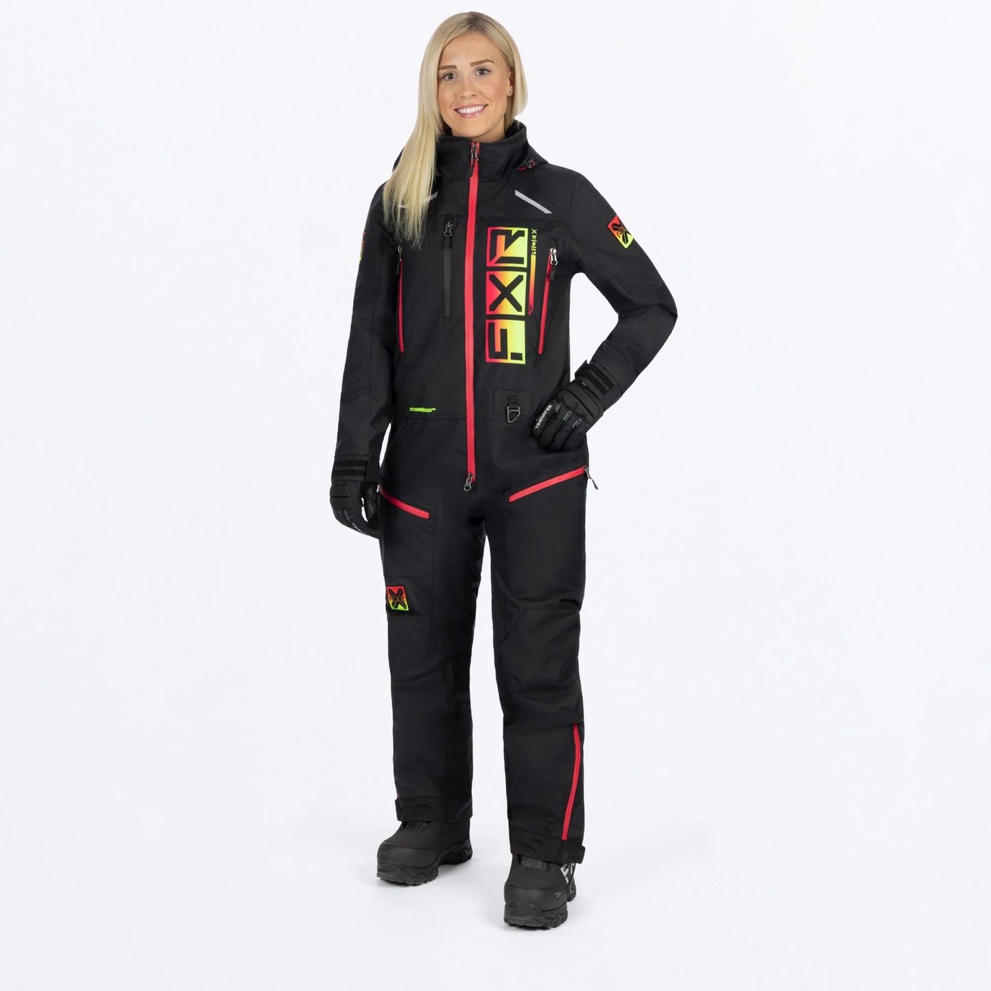 FXR Recruit F.A.S.T. Monosuit Women's Black and Rasp-HiVis Fade Size 12