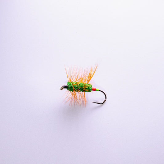 Dry Fly Green Machine Orange Hackle Bug #6