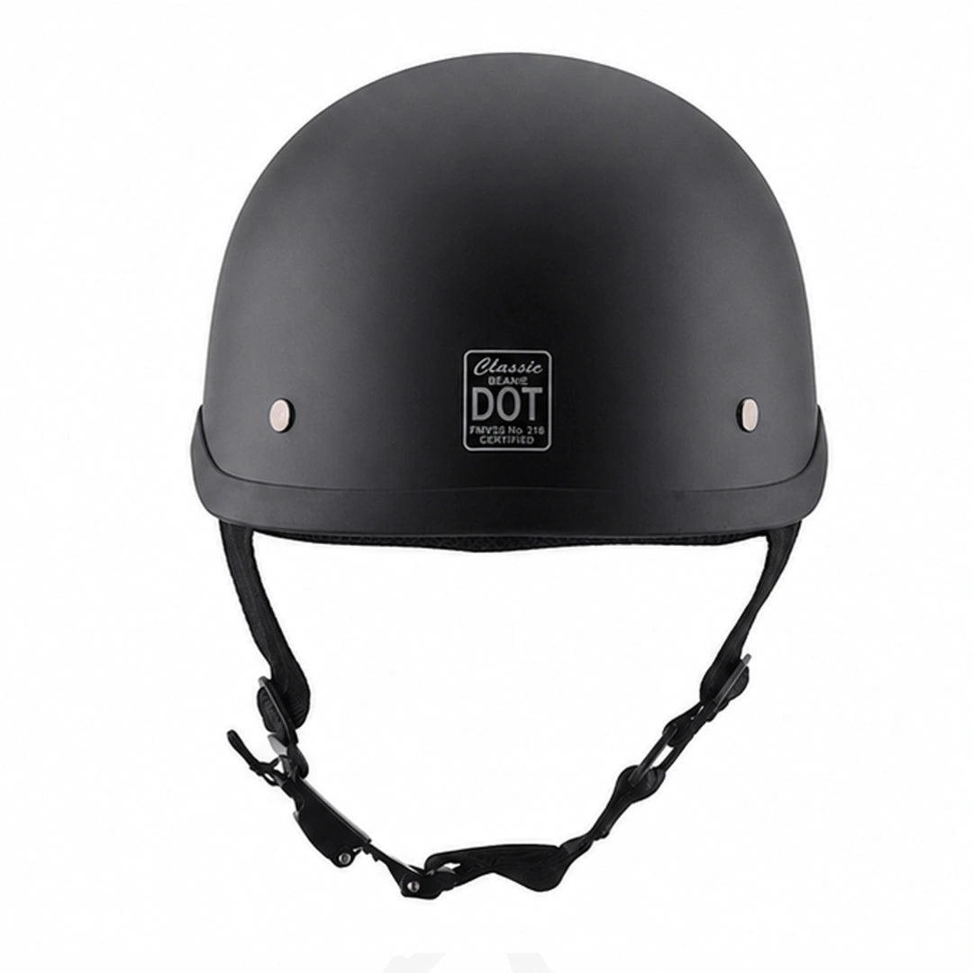 Classic QR Beanie Helmet with Visor in Dull Black