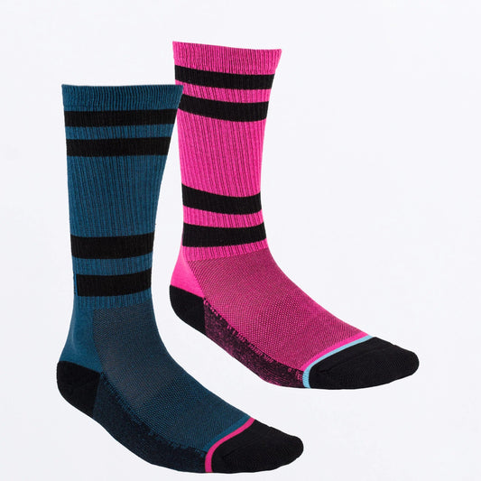 FXR Turbo Athletic Sock Electric Pink and Ocean Size L/XL