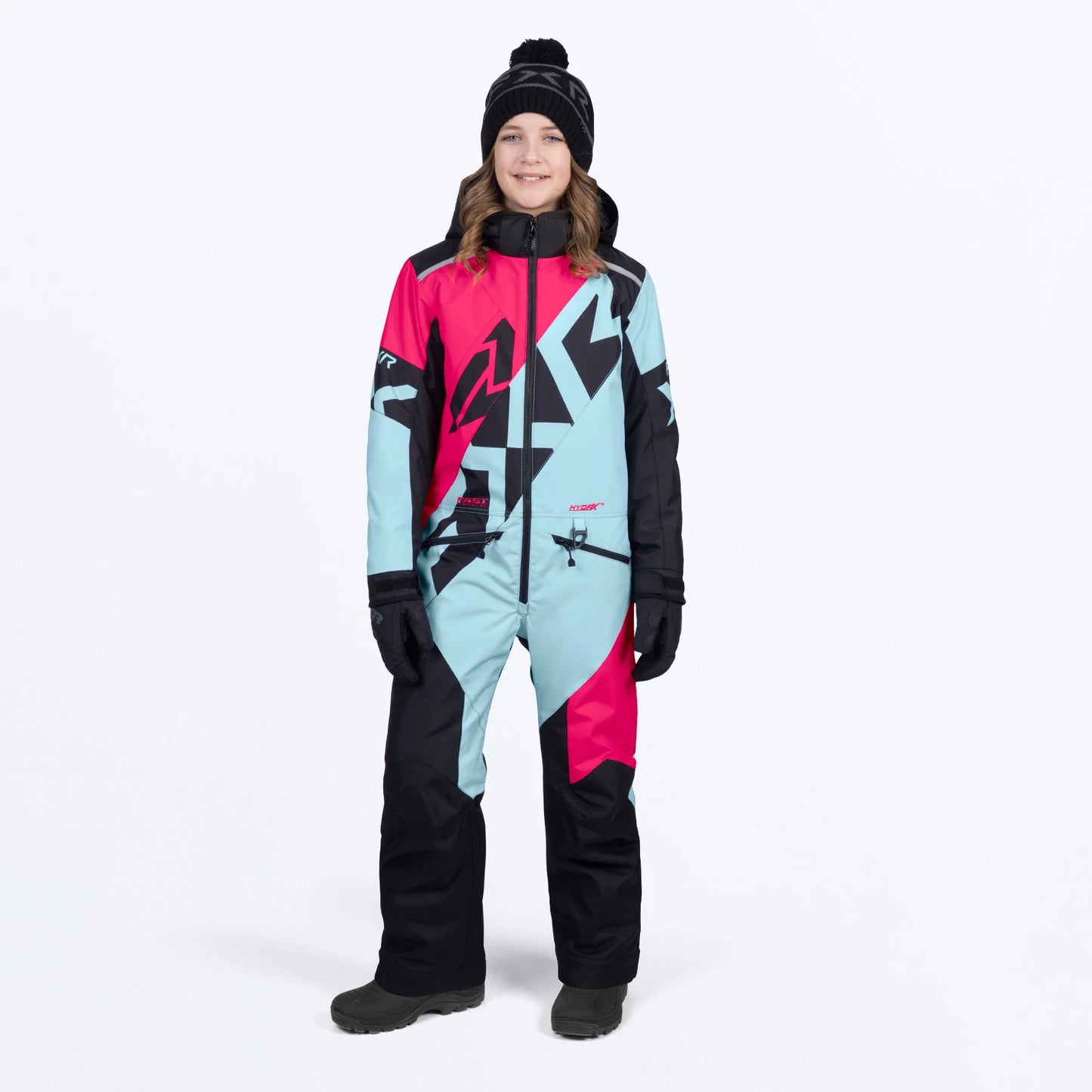 FXR Cold Cross CX Monosuit Maui Youth's Blue/Razz Size 10