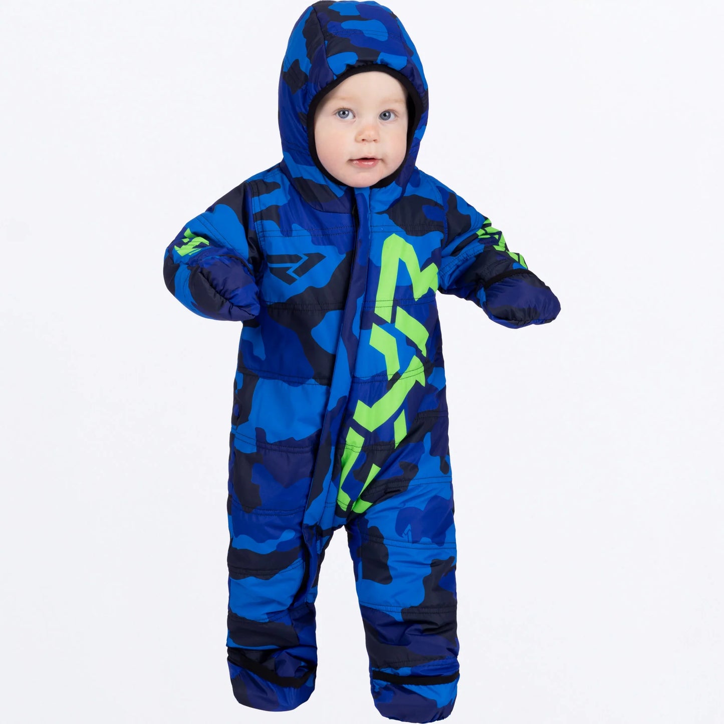 FXR CX Snowsuit Blue Camo/Lime Fade Size 6-12 Months