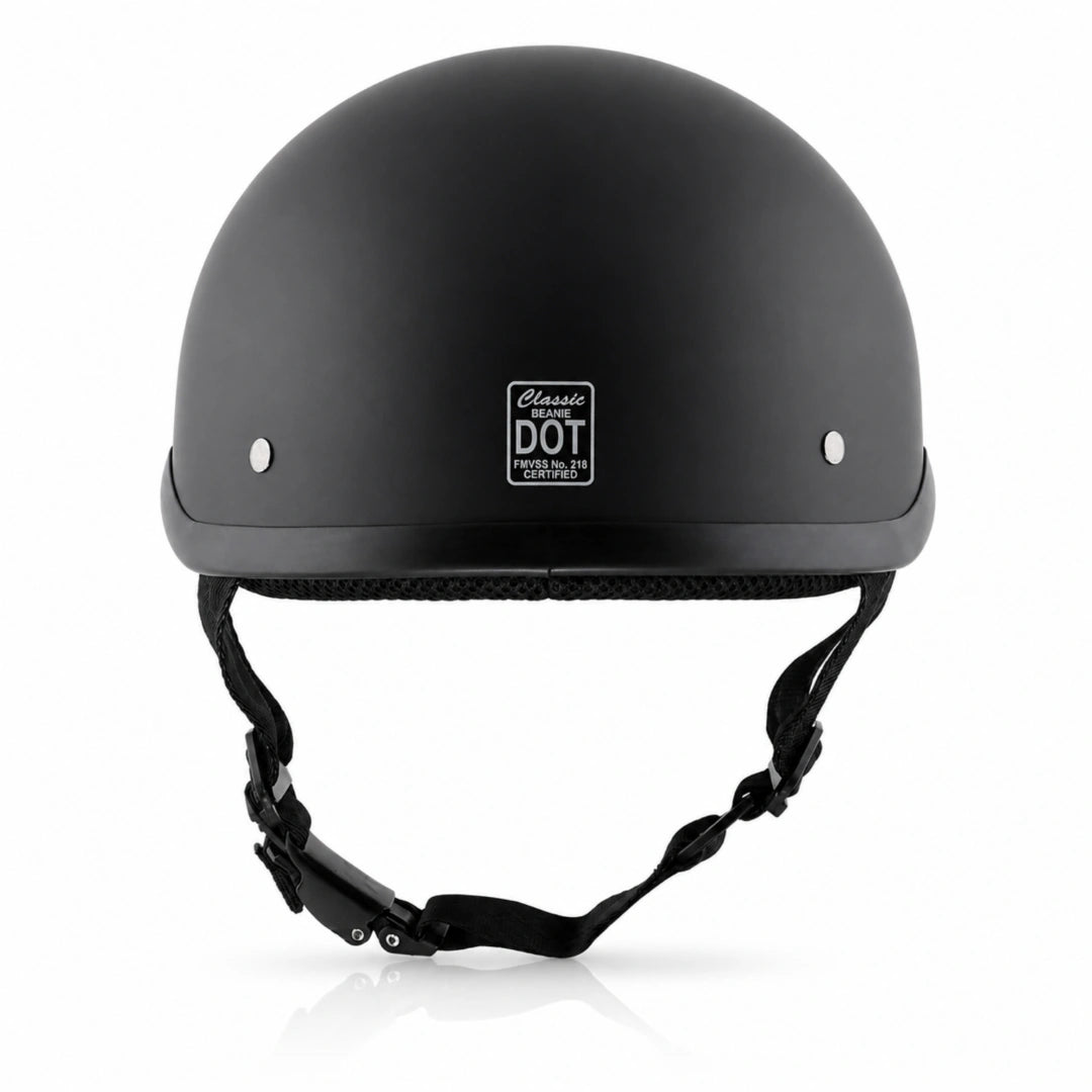 Classic QR Beanie Helmet Without Visor in Dull Black