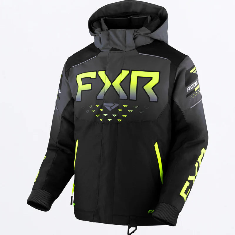 FXR Helium Jacket Children's Black/Char Fade/HiVis Size 6