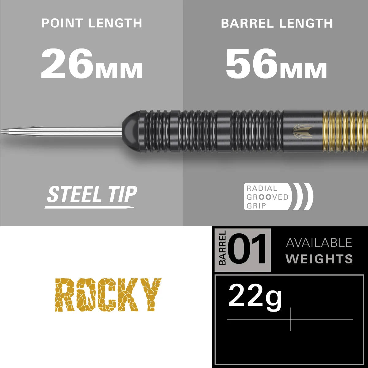 Target Darts Josh Rock Brass Dart Set 22 g