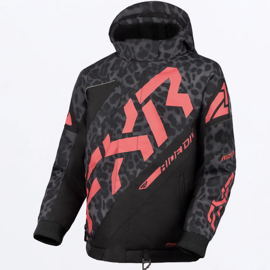 FXR Children's CX Jacket Black Cheetah/Watermelon Size 8