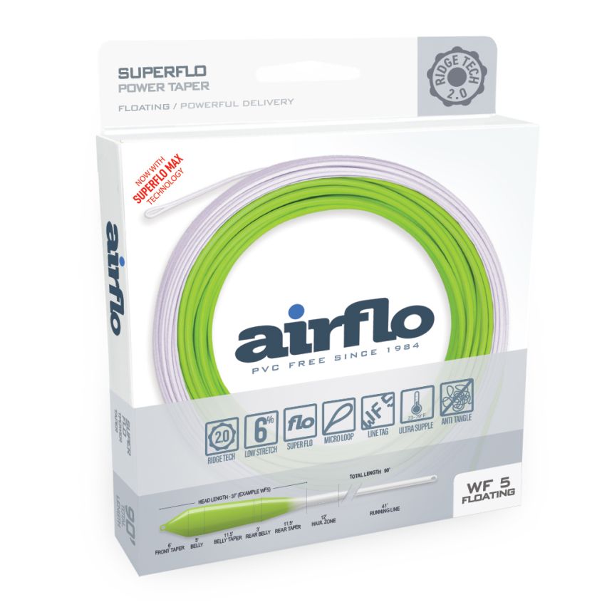 Airflo Superflo Ridge 2.0 Power Taper Chartreuse/White WF7