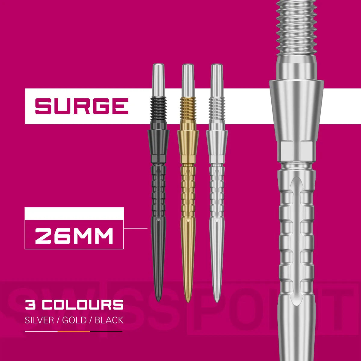 Target Darts Swiss Storm Surge Points Silver 26 mm