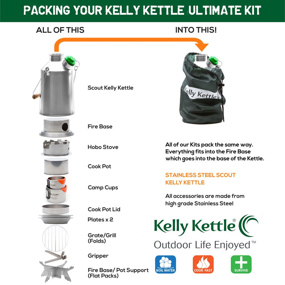 Kelly Kettle Ultimate Scout Kit Stainless Steel